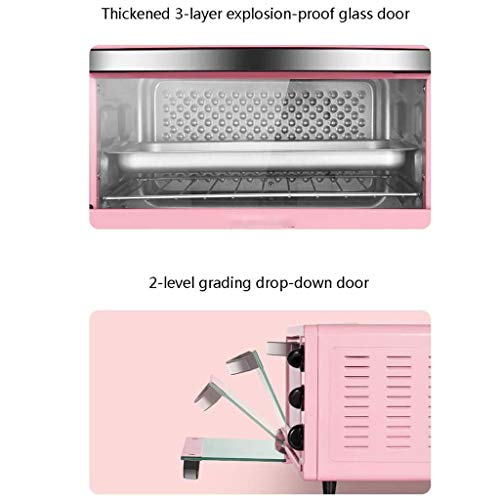 AIQMML Oven Mini 14L Toaster Oven, Multi-Function Stainless Steel Finish with Timer - Toast - Bake - Broil Settings, Natural Convection - 1200 Wa