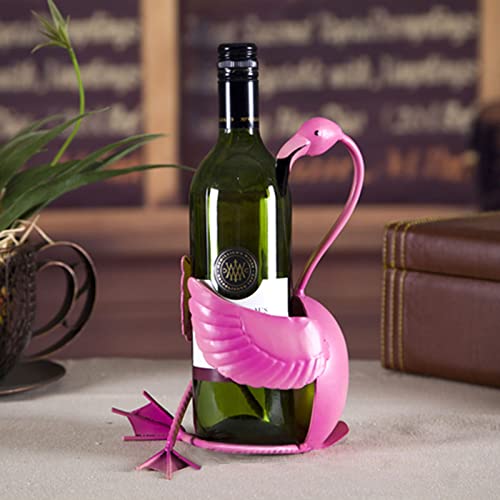 Tooarts Wine Bottle Rack Wine Holder Flamingo Metal Wine Shelf Home Decorations Gifts Interior Decorations