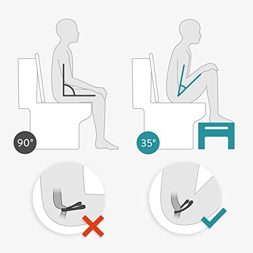 Navaris Toilet Stool for Adults - Squatting Adult Step Footstool for Use on Bathroom Toilet - Bamboo Step for Toilet Squat Position - Black