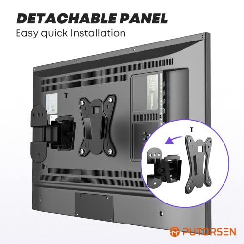 PUTORSEN 13-32 inch TV Wall Bracket, Tilt Swivel Wall TV bracket for LCD LED Screens and Monitors, TV Monitor Wall Mount with VESA 75x75mm and 10