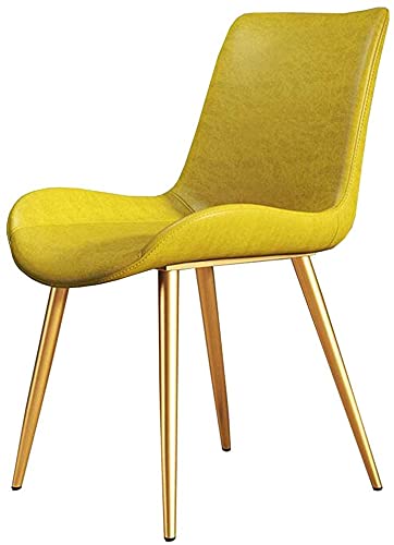 Dining Chair PU Leather Cushion Backrest Table Chair Metal Legs Makeup Chair Office Restaurant Reception Chair Non-slip Foot (Color : Black, Size