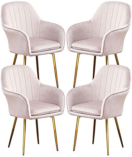 Modern Kitchen Dining Room Chairs Velvet Dining Chairs Set Of 4,Sturdy Metal Feet with Armrests and Backrest Kitchen Living Room Chairs (Color :