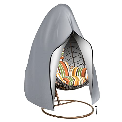 Teynewer Patio Hanging Egg Chair Cover, Outdoor Single Seat Swing Egg Chair Cover Waterproof with Zipper, Outdoor Swing Egg Chair Cover 190 x 115