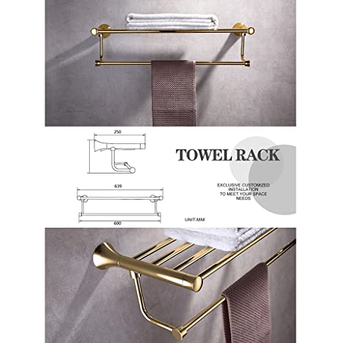 HIGOH Towel Racks,Bathroom Towel Rack Wall Mounted Towel Holder,Bathroom Accessories Shelf,Towel Rack,Towel Holder,Brass Bathroom Hardware