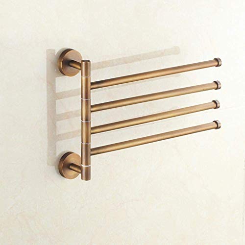 N/A Towel rack antique- 3-Bars Towel Bar Brass Active Folding Bath Towel Holder Shelf Wall Mounted Towel Rack