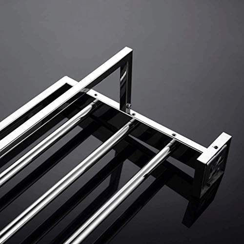 N/A Double Space Stainless Steel Towel Rack, Wall-Mounted Towel Holder Organizer Towel Shelf,Toilet Paper Holder, Towel Hook, for Bathroom Kitche