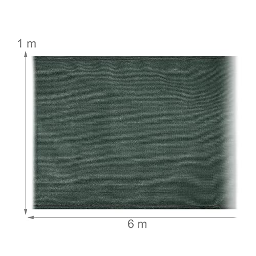 Relaxdays Fence Panel, 1 x 6 m, Privacy Screen for Garden Fence & Balcony, UV Stabilised, Weatherproof, HDPE Fabric, Dark Green