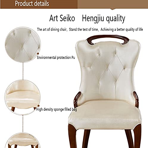 DLOETT Dining chair solid wood soft bag back leather dining chair hotel restaurant villa dining chair stool
