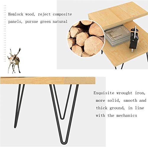 CZDYUF Simple Double Storage Space Bedside Table Wrought Iron Cabinet Feet Homeiving Room Bedroom Balcony Side Table Coffee Table, YueQiSong, Woo