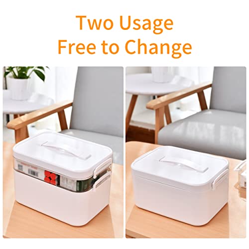 Liangduo Medical Box Storage Box, Fold 2-Layer First Aid Box,Portable Medicine Container Box With Mini 3 Compartment,Household Medicine Cabinet O
