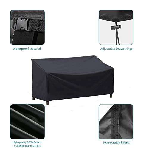 LCGOD Garden Bench Covers 3 Seater, Bench Covers Waterproof, Windproof, Anti-UV,Rip Proof, Heavy Duty600D Oxford Fabric Love Seat Covrs (236x101x