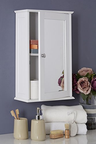 Premier Housewares Bathroom Storage Wall Cabinet MDF Wall Mounted Bathroom Storage Cabinet with Bathroom Shelf White Bathroom Organizers and Stor