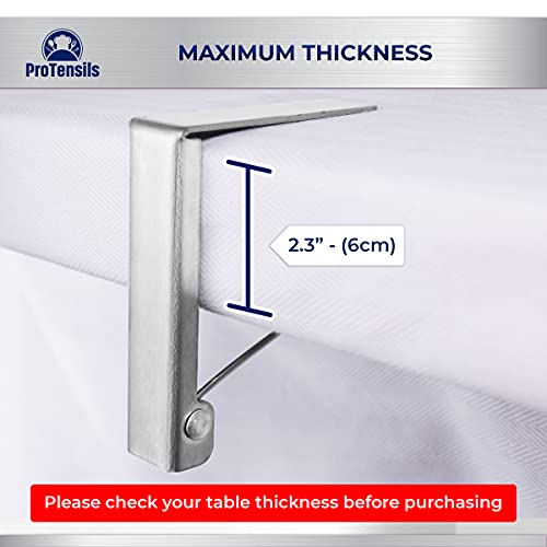 ProTensils 6 Pack Spring Tablecloth Clips Stainless Steel for Picnics, Outdoor Tables up 2.3" or 5.8cm table thickness