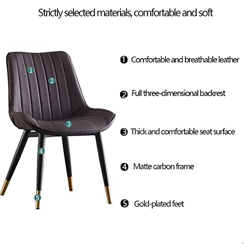 Modern PU Leather High Back Padded Soft Seat Metal Legs Office Living Room Counter Lounge Dining Chair (Color : Brown)