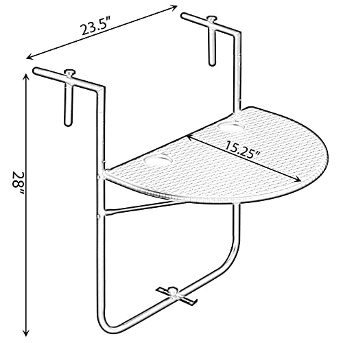 Gardenised Indoor and Outdoor Rattan Decorative Plastic Foldable Balcony Table, Black, Alloy Steel
