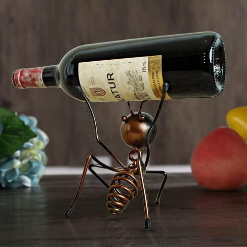 Fantasee - Ant Wine Holder, Stainless Steel Wine Freestanding Rack Bottle Holder Novelty for Gift Kitchen Home Decoration (Black - Ant4)