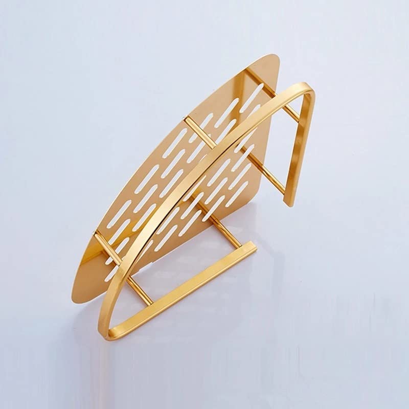 JJZXD Bathroom Gold Shelf Shower Wall Mounted Corner Basket Shampoo Storage Wall Bathroom Shelf