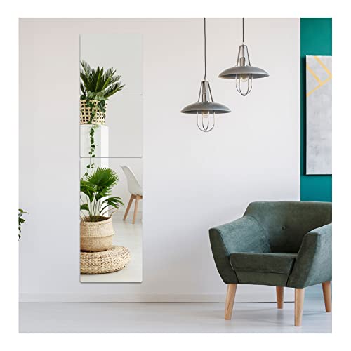 Workout Mirror for Home Gym Wall, 4Pcs Acrylic Full Length Mirror Tiles for Living Room Bedroom Bathroom (10.2×10.2in)