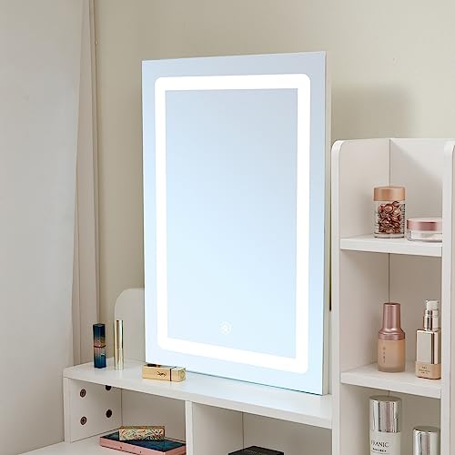Makeup Vanity Desk with Large Lighted Mirror LED Strip, 3 Color Lighting Modes with Adjustable Brightness and 5 Level Storage Dresser, 5 Drawer V