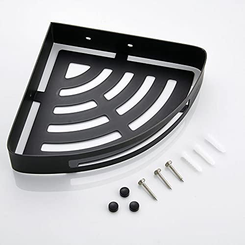 FVRTFT Bathroom Shelf Bathroom Shelves, Wall-Mounted Bathroom Corner Rack Black Single-Layer Fan-Shaped Toilet Storage Triangle Basket