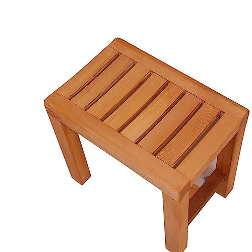 LUKEO Small stool- Shower Stool Home Foot Washing Bathing Take A Shower Solid Wood Bathroom Sauna Bedroom