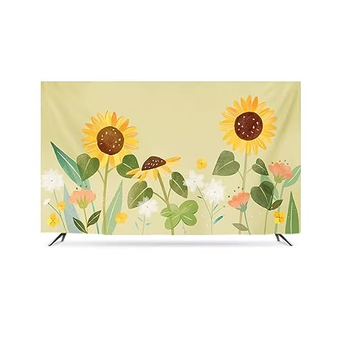 Qvo Sunflower Picture TV Cover Wall Hanging/Curved Screen/LCD TV Dust Cover 32/55/85in Living Room And Bedroom Decoration,Home Accessories(Size:8