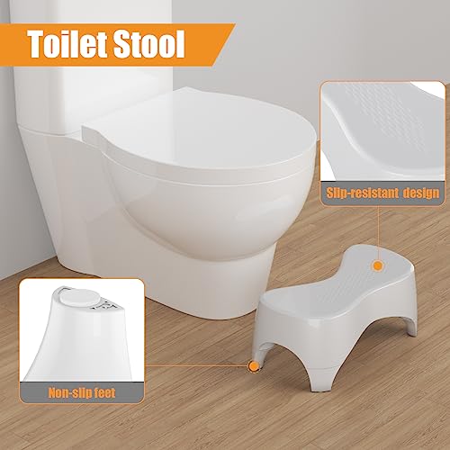 homfan Toilet Stool, Toilet Step Stool, Potty Stool for Adults and Kids, Poop Stool for Bathroom, Non-Slip Simple Design White
