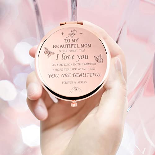 HYOUCHANG Daughter's Gift to Mother, Son Mother's Gift, Mother's Interesting Birthday Gift, Mother's Day, Compact Makeup Mirror(Rose Gold)