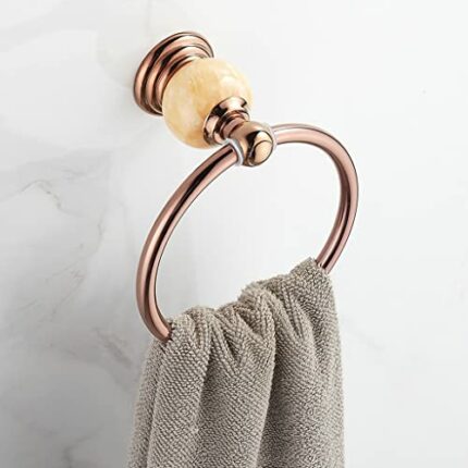 HIGOH Towel Racks,Towel Holder Bath Towel Holder, Bathroom Hand Towel, Rose Nordic Towel, round Bath Towel Hanger Holder, Wall Mounted Hanging Ra