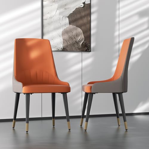 FATIVO Leather Dining Chairs Set of 2 : Faux Leather Upholstered Dining Chairs Elegant and Stylish Ergonomics Thick Seat High Back Large Chair fo