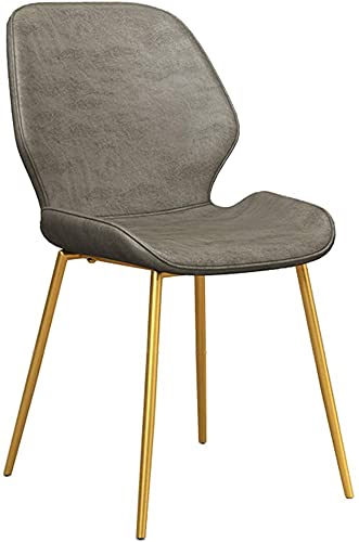 Kitchen Dining Chair with Matel Legs Modern Simple PU Leather Backrest Chair Kitchen Living Room Lounge Counter Chairs (Color : Light gray, Size