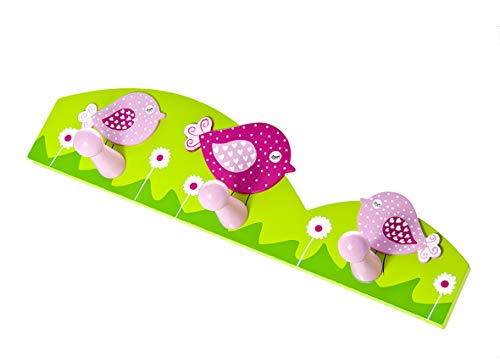 Mousehouse Gifts Pink Bird Coat Hook Wall Hook for Girls Bedroom or Nursery Decoration