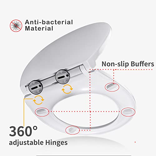 Mass Dynamic White Toilet Seat Soft Close Toilet Seats with Quick Release for Easy Cleaning, Top Fix Easy Installation, Standard Oval Shape Toile