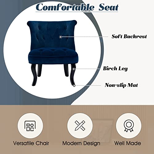 HULALA HOME Velvet Dining Chair Dressing Vanity Chairs Kitchen Upholstered Accent Chair with Black Legs for Dining Room Living Room Bedroom (1, B