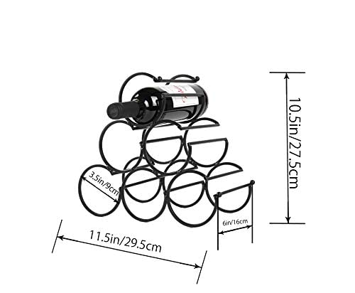 JHY DESIGN Iron Tabletop Wine Rack 27.5cm High Rustic Wine Bottle Rack Storage Wine Shelf Freestanding Wine Holder Portable Wine Cabinet (6 Bottl