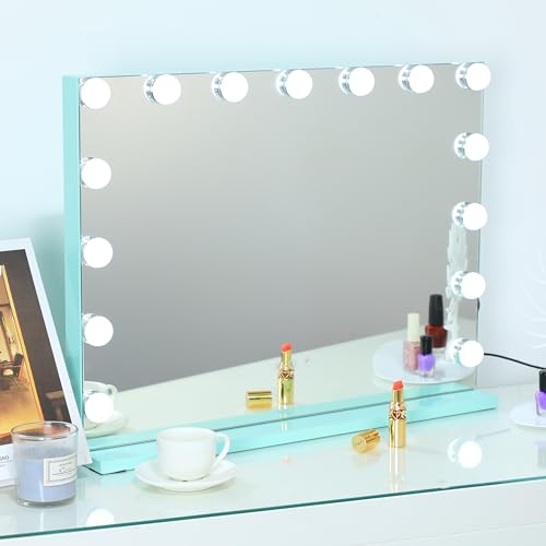 DAYU Hollywood Vanity Makeup Mirror 58x46 cm with 12 Lights, Desk Light Up Wall Mirror with Touch Screen USB Port for Dressing Table