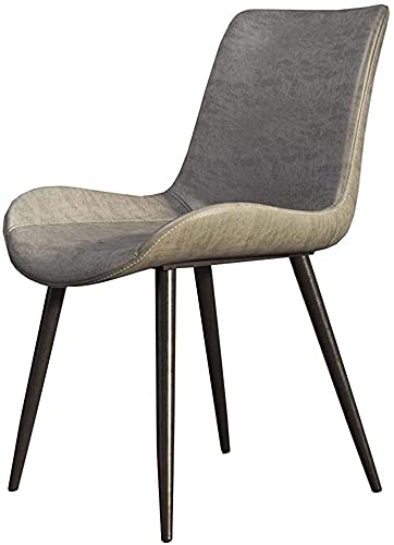 Dining Chair PU Leather Cushion Backrest Table Chair Metal Legs Makeup Chair Office Restaurant Reception Chair Non-slip Foot (Color : Black, Size