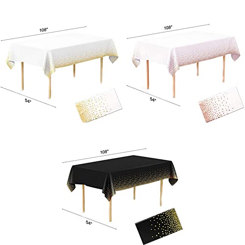 SEEROOTOYS Party Table Cloth, 2PC Plastic Wipeable Tablecloths, Oilproof Square Cover Protector for Picnic, Wedding, Christmas, Kitchen 54*108 in