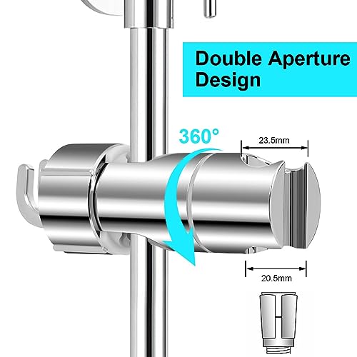 OSDUE Hand Shower Holder for 16-27MM Slide Bar, Adjustable Replacement Shower Holder, Shower Riser Rail Slider, 360° Rotation, Chrome Plated, Eas