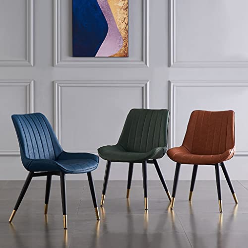 Modern PU Leather High Back Padded Soft Seat Metal Legs Office Living Room Counter Lounge Dining Chair (Color : Brown)