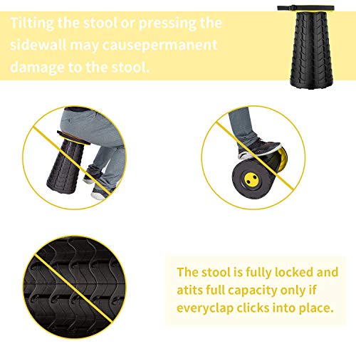 Folding Stool Retractable Folding Stool for Indoor and Outdoor Use – Lightweight and Travel-Friendly Telescopic Stool - Ideal for Camping, Fishin