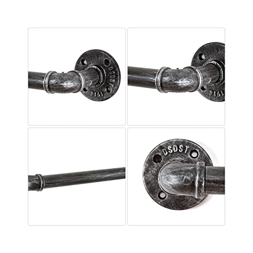 LINKPIPES Pipe Towel Bar Wall Mounted Industrial Towel Rack Holder Rustic Heavy Duty Bathroom Hardware(24 inch,Black Gray)