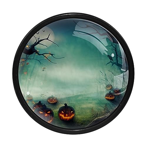 Halloween Spider Web Furniture Knobs Set of 4 for Home, Office, Kitchen, Bathroom Cabinet, Dresser and Cupboard