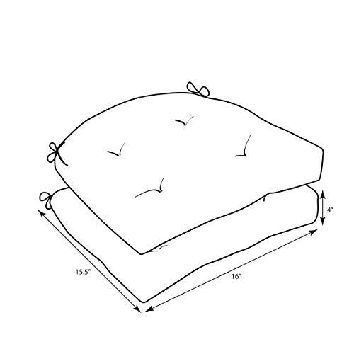 Pillow Perfect Paisley Indoor/Outdoor Chairpad with Ties, Reversible, Tufted, Weather, and Fade Resistant, 15.5" x 16", Blue/Multi Pretty, 2 Coun