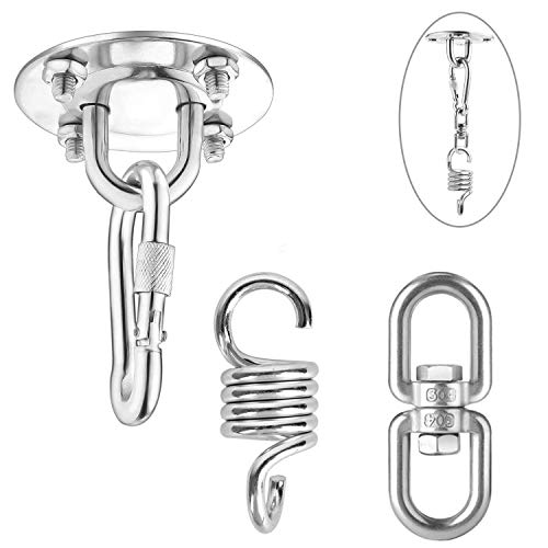 Swing Hanging Hardware for Wooden Concrete Swing Set, Heavy Duty 800 lb Capacity Stainless Steel Suspension Ceiling Hook, 360° Rotate Heavy Bag H