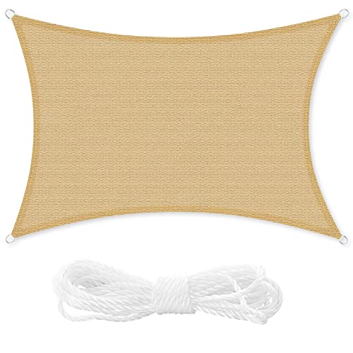 SONGMICS Sun Shade Sail 2x2m HDPE Fabric Breathable Water Permeable Canopy for Patio Garden Balcony Camping Square Concave 2m Ropes Smoke Grey GS