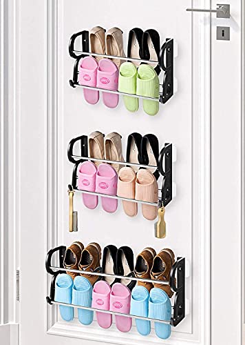 LILIKY Hanging Shoe Organizer, Over The Door Or On The Wall Hanging Stainless Steel Shoe Rack With Hooks For Closet, Entryway,Kitchen (3 Pack) Sh