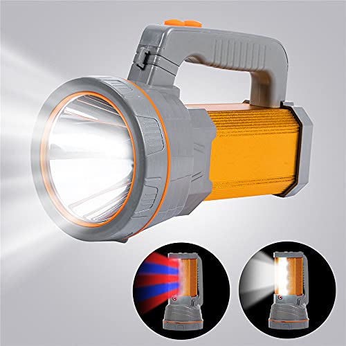 MAYTHANK Super Bright Powerful LED Torch Light Rechargeable Flashlight Big 4 Batteries 10000mah Heavy Duty Spotlight Hand held Searchlight High P
