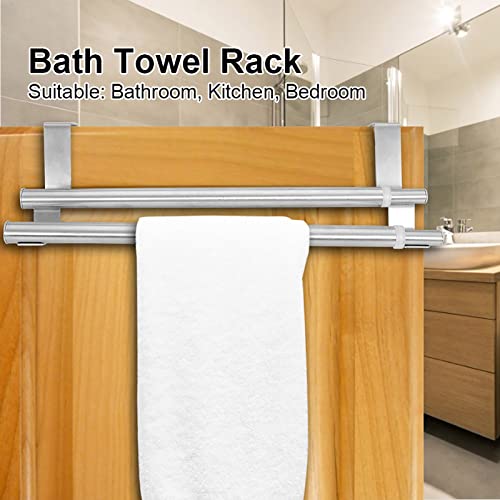 LiebeWH Over Door Towel Rails Stainless Steel Bath Towel Rack Retractable Over Door Towel Bar Bedroom Towel Shelf (40cm retractable double pole)