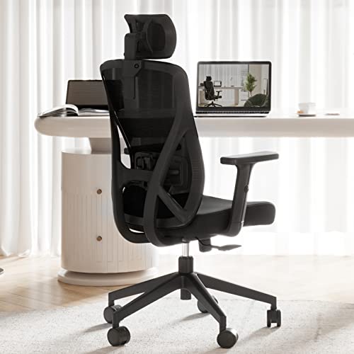Novilla Mesh Computer Office Chair, Home Swivel Ergonomic Desk Chair, High Back Executive Chair With Adjustable Lumbar Support, Height, Backrest,